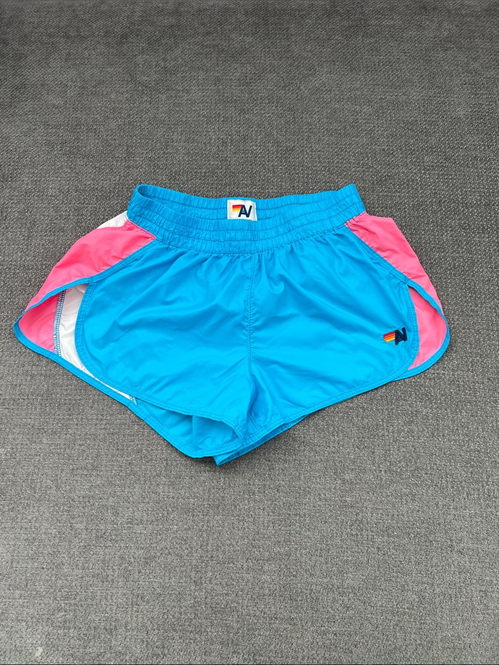 Aviator Nation Turquoise with Pink Side-Panel Athletic Shorts